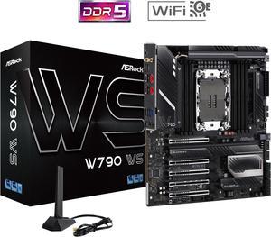 ASRock W790 WS Intel® W790 (LGA 4677) CEB workstation Extended ATX Motherboard 4 PCIe 5.0 x16, Dual Marvell AQUANTIA® 10 GbE and Intel® i225LM 2.5 GbE LAN, 2 USB4 Thunderbolt™ 4 Type-C