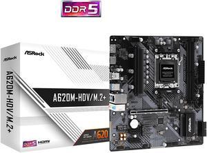 ASRock A620M-HDV/M.2+ AM5 Micro ATX Motherboard, HDMI, DisplayPort, supports up to 120W AM5 Ryzen™ 7000 Series Processors