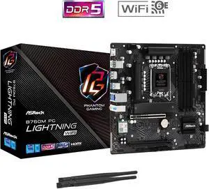 ASRock B760M PG Lightning WiFi LGA 1700 Intel B760 Micro ATX Motherboard