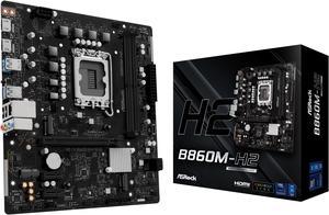 ASRock B860M-H2 LGA 1851 Intel B860 SATA 6Gb/s Intel Core Ultra DDR5 Micro ATX Motherboard