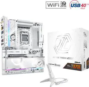 ASRock X870E Taichi White AM5 AMD X870E EATX Motherboard - Wi-Fi 7, PCIe 5.0, USB4, DDR5 8200+ (OC), 10GbE LAN ASRock X870E Taichi White AM5 AMD X870E EATX Motherboard - Wi-Fi 7, PCIe 5.0, USB4, DDR5 8200+ (OC), 10GbE LAN