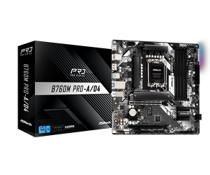 ASRock B760M Pro-A/D4 LGA 1700 Intel B760 Micro ATX Motherboard, DDR4, PCIe 4.0 M.2, 2.5Gb LAN, HDMI 2.1, DisplayPort 1.4, Supports Intel Core 14th / 13th / 12th Gen ASRock B760M Pro-A/D4 LGA 1700 Intel B760 Micro ATX Motherboard, DDR4, PCIe 4.0 M.2, 2.5Gb LAN, HDMI 2.1, DisplayPort 1.4, Supports Intel Core 14th / 13th / 12th Gen
