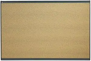 ACCO Quartet B247G Prestige Colored Cork Bulletin Board, Brown Graphite-Blend Surface, 72" x 48" - Gray Aluminum Frame