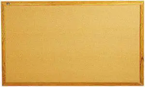 ACCO Quartet 305 Classic Cork Bulletin Board, 36"H x 60"W, Brown Natural Cork Surface, Oak Frame - 1 Each