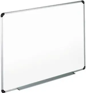 Universal Dry Erase Board, Melamine, 48 x 36, White, Black/Gray Aluminum/Plastic Frame