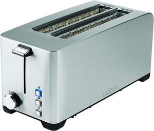 Salton ET1817 Space Saving Long Slot 4 Slice Toaster, Stainless Steel/Silver