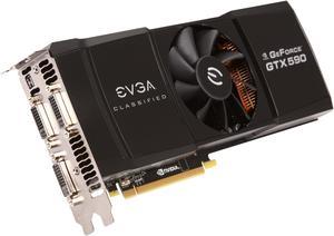 EVGA GTX 590 CLASSIFIED Limited Edition 3GB 768-bit GDDR5 PCI express 2.0 x16, 3xDual-Link DVI, DisplayPort,  HDCP Ready, QUAD SLI Ready, PhysX, 3D Vision Surround Support Video Card, 03G-P3-1598-AR