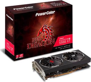 PowerColor RED DRAGON Radeon RX 5500 XT 8GB GDDR6 PCI Express 4.0 CrossFireX Support ATX Video Card AXRX 5500 XT 8GBD6-DHR/OC