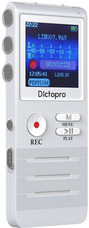 Digital Voice Activated Recorder by Dictopro - Easy HD Recording of Lectures and Meetings with Double Microphone, Noise Reduction Audio, Sound, Portable Mini Tape Dictaphone, MP3, USB, 8GB