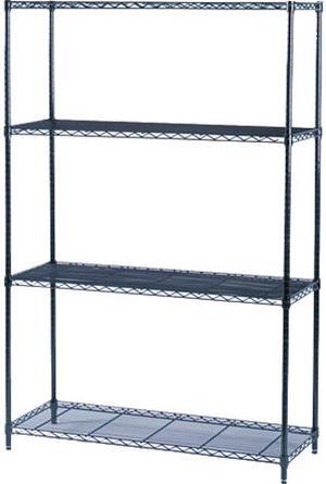 Industrial Wire Shelving Starter Kit, Four-Shelf, 48w X 18d X 72h, Black Industrial Wire Shelving Starter Kit, Four-Shelf, 48w X 18d X 72h, Black