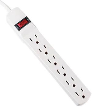 Innovera Six-Outlet Power Strip, 6-Foot Cord, 1-15/16 x 10-3/16 x 1-3/16, Ivory