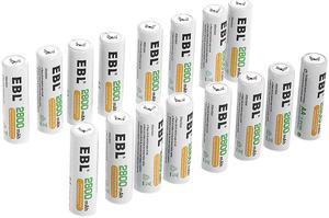 EBL 16 Pack AA Batteries 2800mAh High Capacity Precharged Ni-MH AA Rechargeable Batteries
