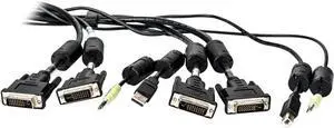 Vertiv Avocent USB Keyboard and Mouse, DVI-D and Audio Cable, 10 ft. with DPP Support for Vertiv Avocent SV and SC Series Switches