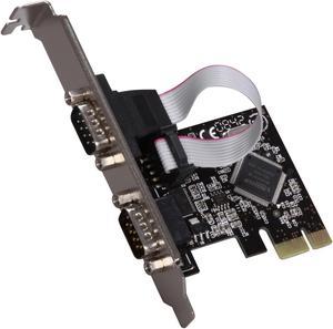 SYBA PCI-Express 2-Port DB9 RS232 Serial Card with Low Profile Bracket - RoHS Model SD-PEX15022