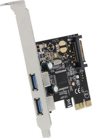 SYBA 2-Port USB 3.0 PCI-Express Card, x1, Etron Chipset EJ168A with Full & Low Profile Brackets Model SD-PEX20158