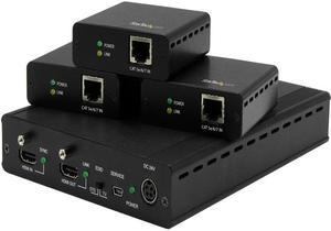 StarTech.com 3-Port HDBaseT Extender Kit with 3 Receivers - 1x3 HDMI over CAT5 Splitter - Up to 4K ST124HDBT