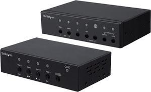 StarTech.com ST121HDBTSC Multi-Input HDBaseT Extender Kit - Built-In Switch and Video Scaler - DisplayPort HDMI and VGA Over CAT6 or CAT5