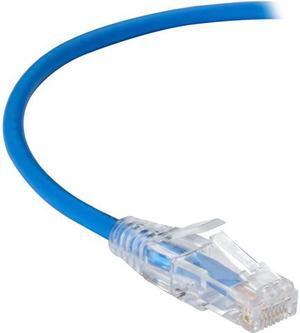 Black Box C6APC28-BL-10 Slim-Net CAT6A 28-AWG 500-MHz Stranded Ethernet Patch Cable - Unshielded, PVC, Snagless Boot, Blue, 10-ft.