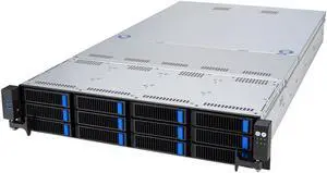 ASUS RS521A-E12-RS12U-20TW1G Server Barebone, AMD EPYC™ 9005 single-processor 2U server that supports up to 24 DIMM, 12 NVMe, five PCIe® 5.0 slots, two M.2, OCP 3.0, two dual-slot GPUs