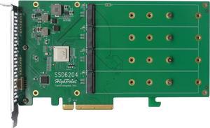 HighPoint SSD6204A Driverless, Bootable 4x M.2 PCIe Gen3 x8 NVMe RAID Controller
