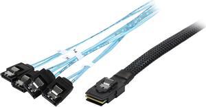 Athena Power GPU Server 6G Data Cable for RM-3U8G1043 0.5M Mini SAS SFF8087 to 4 x SATA Internal Reverse Breakout Cable (CABLE-MS8724SRB20)