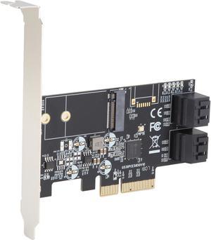 SYBA 4 x Port Non-RAID SATA III 6 Gbp/s and M.2 B Key 2242 PCI-e x4 Controller Card Model SI-PEX40138