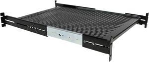 StarTech.com UNISLDSHF19 2U Adjustable Mounting Depth Vented Sliding Rack Mount Shelf - 50 lbs / 22.7 kg - Sliding Server Rack Shelf - Server Cabinet Shelf