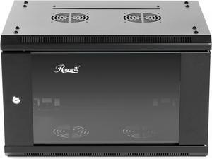 Rosewill 6U Server Rack Enclosure with Glass Door, Locks, & Removable Side Panels Wall Mount Network Cabinet 19 Inch Rack 17.7 Inches Deep Flat-Pack-RSWM-6U001F