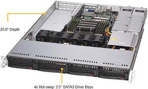 SUPERMICRO AS-1014S-WTRT 1U Rackmount Server Barebone AMD Rome 1U 500w Server with 8x DIMMs, 3x PCI-E 4.0, 4x 3.5" Hotswappable, 2x 10GbE NIC
