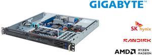 GIGABYTE R113-C10-AA01-L1 Server System, AMD EPYC 4464P, 12-Core/24-Threads, 32GB ECC DDR5 Memory, 960GB M.2 SSD.