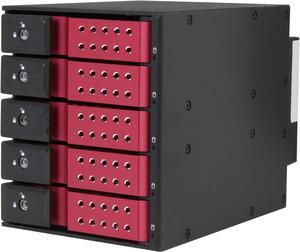 iStarUSA BPN-DE350SS-RED 3 x 5.25" to 5 x 3.5" SAS/SATA 6.0 Gb/s Trayless Hot-Swap Cage