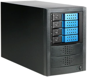iStarUSA JAGE5BT4HDBL-DE 4 x Hotswap 3.5" Drive Bays SAS/SATA 12Gb/s SFF-8644 Trayless Hotswap JBOD Enclosure - Blue HDD Handle iStarUSA JAGE5BT4HDBL-DE 4 x Hotswap 3.5" Drive Bays SAS/SATA 12Gb/s SFF-8644 Trayless Hotswap JBOD Enclosure - Blue HDD Handle
