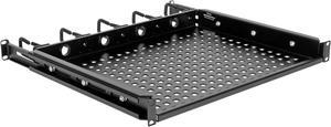 TRIPP LITE SRWSHELF4P1U Cantilevered Steel Rack Shelf - 1U, Vented, Integrated Cable Rings, 14.2 in. Deep, Holds up to 50 lbs.