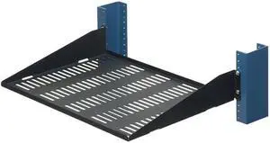 RackSolutions 2U 2Post Solid Cantilever Shelf 13in Depth - Flanged Down, Supports 60 lbs, Compatible with 2 Post and 4 Post Racks