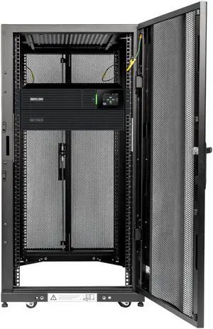 Minuteman MMCAB24S5K Power Cabinet - Half-height, 24U cabinet enclosure with a pre-installed ED5KRT UPS, featuring 208-240VAC input/output, hardwire or L6-30P input, (3) L6-30R, (2)L6-30R and hardwire