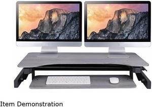 rocelco 37.5" deluxe height adjustable standing desk converter - quick sit stand up dual monitor riser - gas spring assist comp