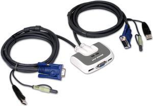 IOGEAR GCS632U  2-Port KVM Switch with built-in KVM Cables and Audio Support (US packaging version)