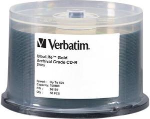 Verbatim 700MB 52X CD-R 50 Packs UltraLife Gold Archival Grade Disc Model 96159 - OEM