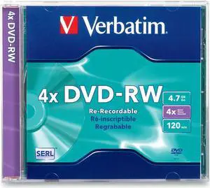 Verbatim  4.7GB  4X Branded DVD-RW  Single  Jewel Case  Disc Model 94836