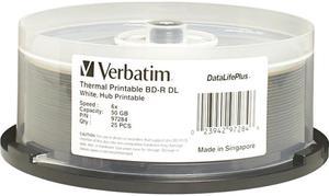 Verbatim 50GB 6X BD-R DL Thermal Printable 25 Packs Disc Model 97284