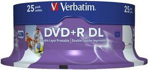 Verbatim 8.5GB 8X DVD+R DL Wide Inkjet Printable 25 Packs Spindle Disc Model 43667