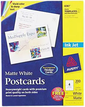 Avery Postcards, Matte, Two-Sided Printing, 4.25" x 5.5", 200 Cards (8387)