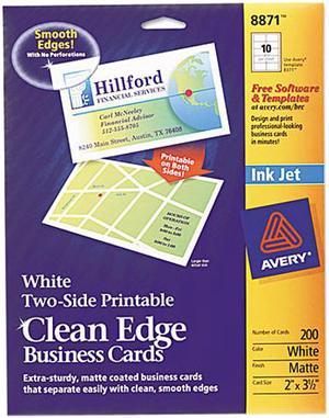 Avery Clean Edge Business Cards, True Print Matte, Two-Sided Printing, 2" x 3.5", 200 Cards (8871)