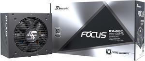 Seasonic FOCUS PX-650, 650W 80+ Platinum Full-Modular, Fan Control in Fanless, Silent, and Cooling Mode, 10 Year Warranty, Perfect Power Supply for Gaming and Various Application, SSR-650PX.