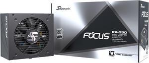 Seasonic FOCUS PX-550, 550W 80+ Platinum Full-Modular, Fan Control in Fanless, Silent, and Cooling Mode, 10 Year Warranty, Perfect Power Supply for Gaming and Various Application, SSR-550PX.