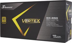 Seasonic VERTEX GX-850, 850W 80+ Gold, ATX 3.0 & PCIe 5.0 Ready, Full-Modular, ATX Form Factor, Low Noise, Premium Japanese Capacitor, 12 Year Warranty, Nvidia RTX 30/40 Super, AMD GPU Compatible