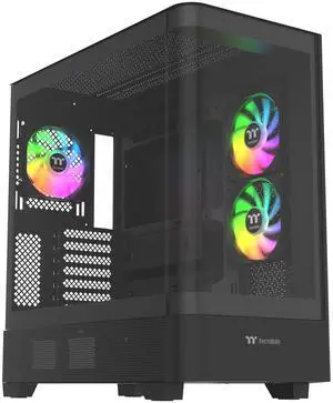 Thermaltake View 290; Mid Tower; 3x120mm ARGB Lite Fans Included; 360mm Radiator Support; 450mm GPU Clearance; Hidden Connector Support; Rotatable PCIe Slots; 200mm PSU Clearance; Black; CA-11G-00M1WN