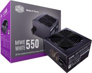 Cooler Master MWE 550 550W 80+ White PSU w/ Hydro-Dynamic-Bearing Silent 120mm Fan, Single +12V Rail, Flat Black Cables
