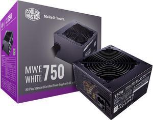 Cooler Master MWE 750 White 750W 80+ White PSU w/ Hydro-Dynamic-Bearing Silent 120mm Fan, Single +12V Rail, Flat Black Cables