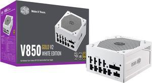 Cooler Master V850 Gold V2 White Edition Full Modular, 850W, 80+ Gold Efficiency, Semi-fanless Operation, 16AWG PCIe High-efficiency Cables, 10 Year Warranty